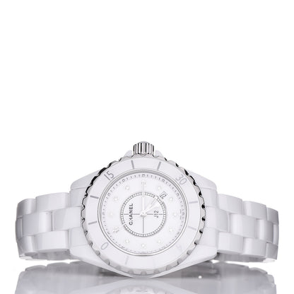 Chanel Stainless Steel Ceramic Diamond 33mm J12 Quartz Watch White 3 of 7