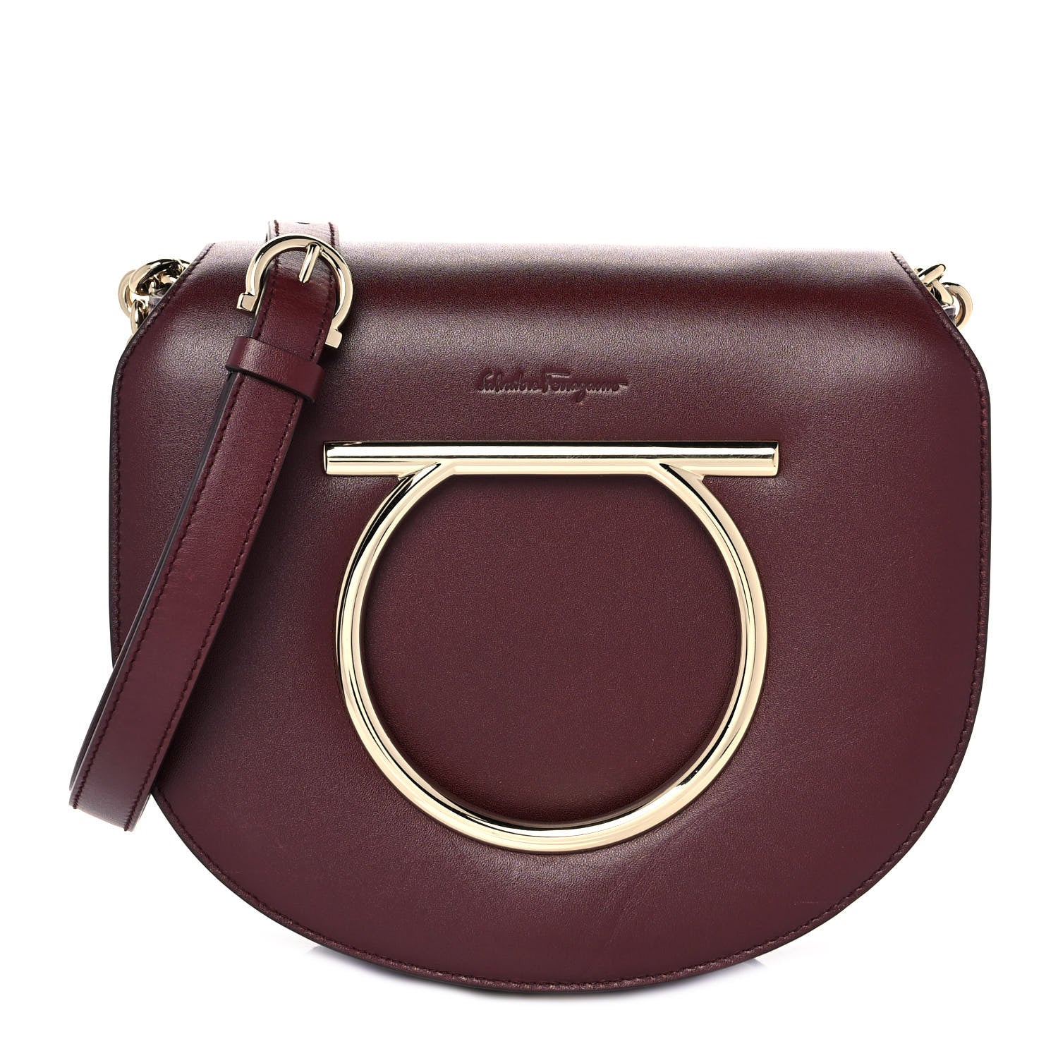 Salvatore Ferragamo Calfskin Small Vela Flap Bag Wine 1 of 7