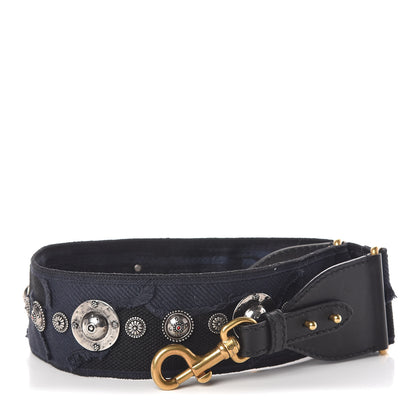 Christian Dior Canvas Embroidered Studded Camouflage Shoulder Strap Blue 1 of 3