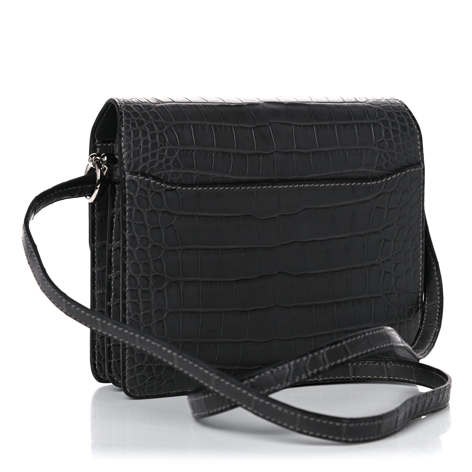 Hermes Matte Alligator Mini Sac Roulis Graphite 3 of 14