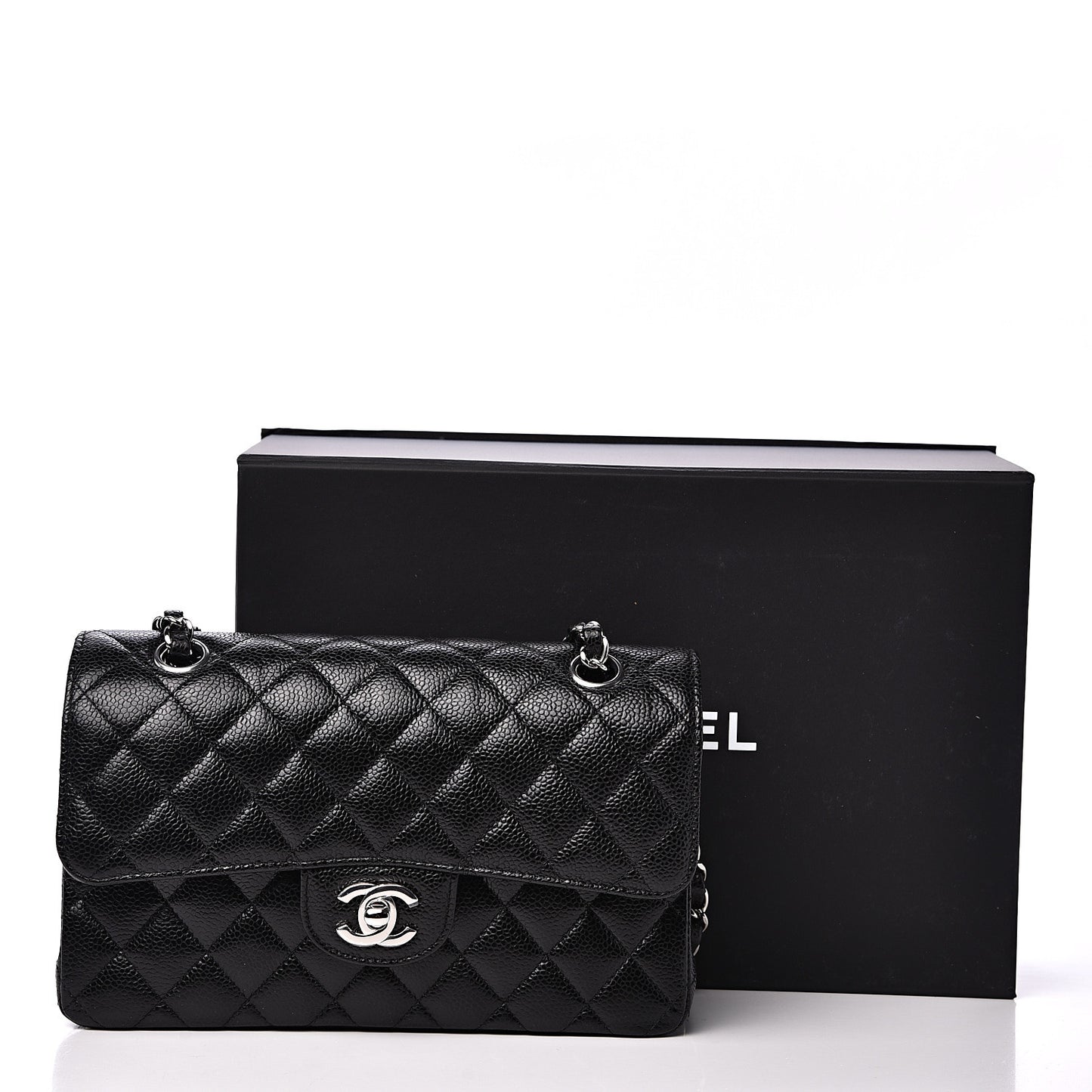 Caviar Quilted Small Double Flap Black