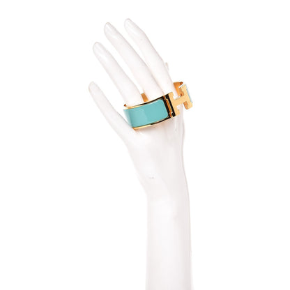 Hermes Enamel Wide Clic Clac H Bracelet PM Bleu Atoll 2 of 4