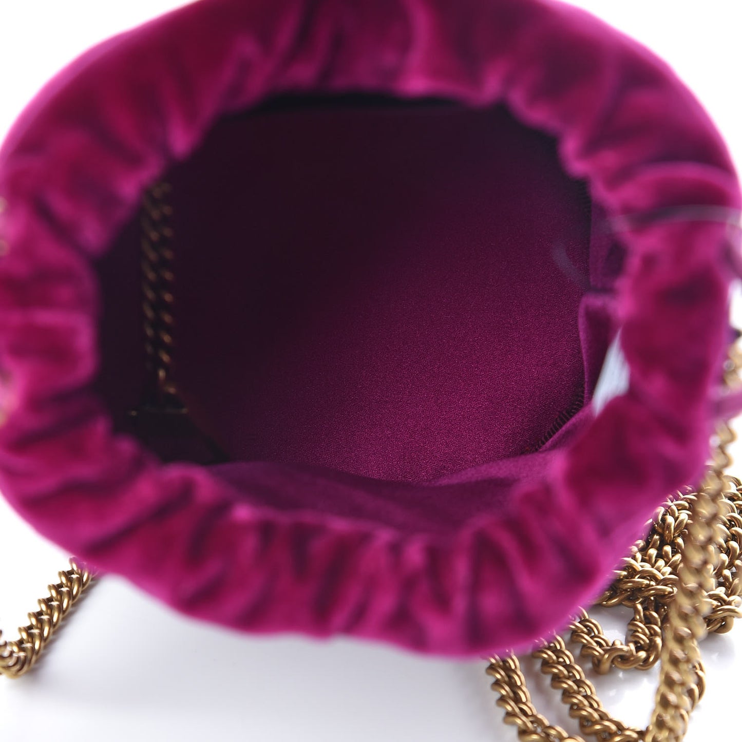 Velvet Matelasse Mini GG Marmont 2.0 Bucket Bag Fuchsia Violet Cyclamen