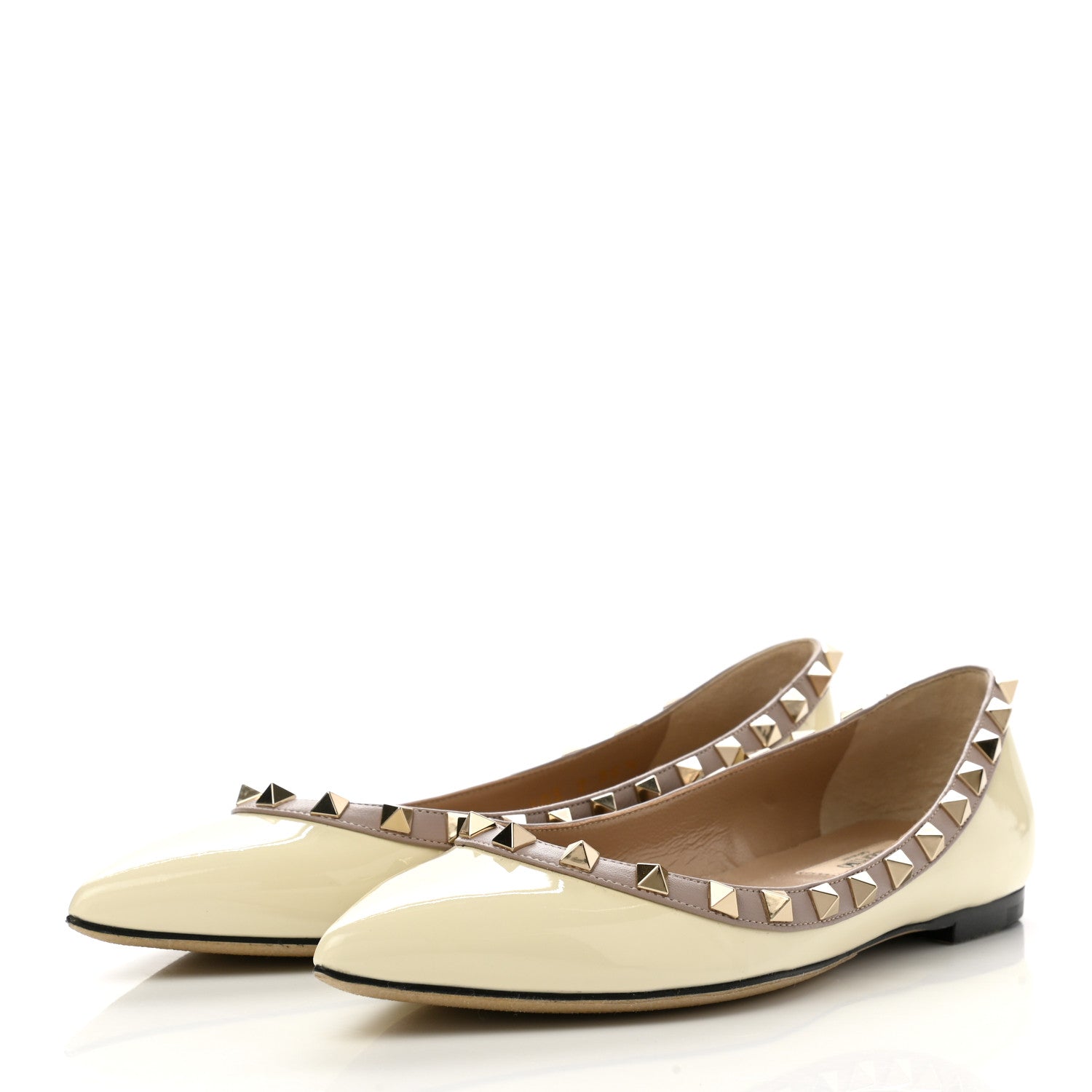 Valentino Garavani Patent Rockstud Ballerina Flats 35.5 Light Ivory Poudre 3 of 8