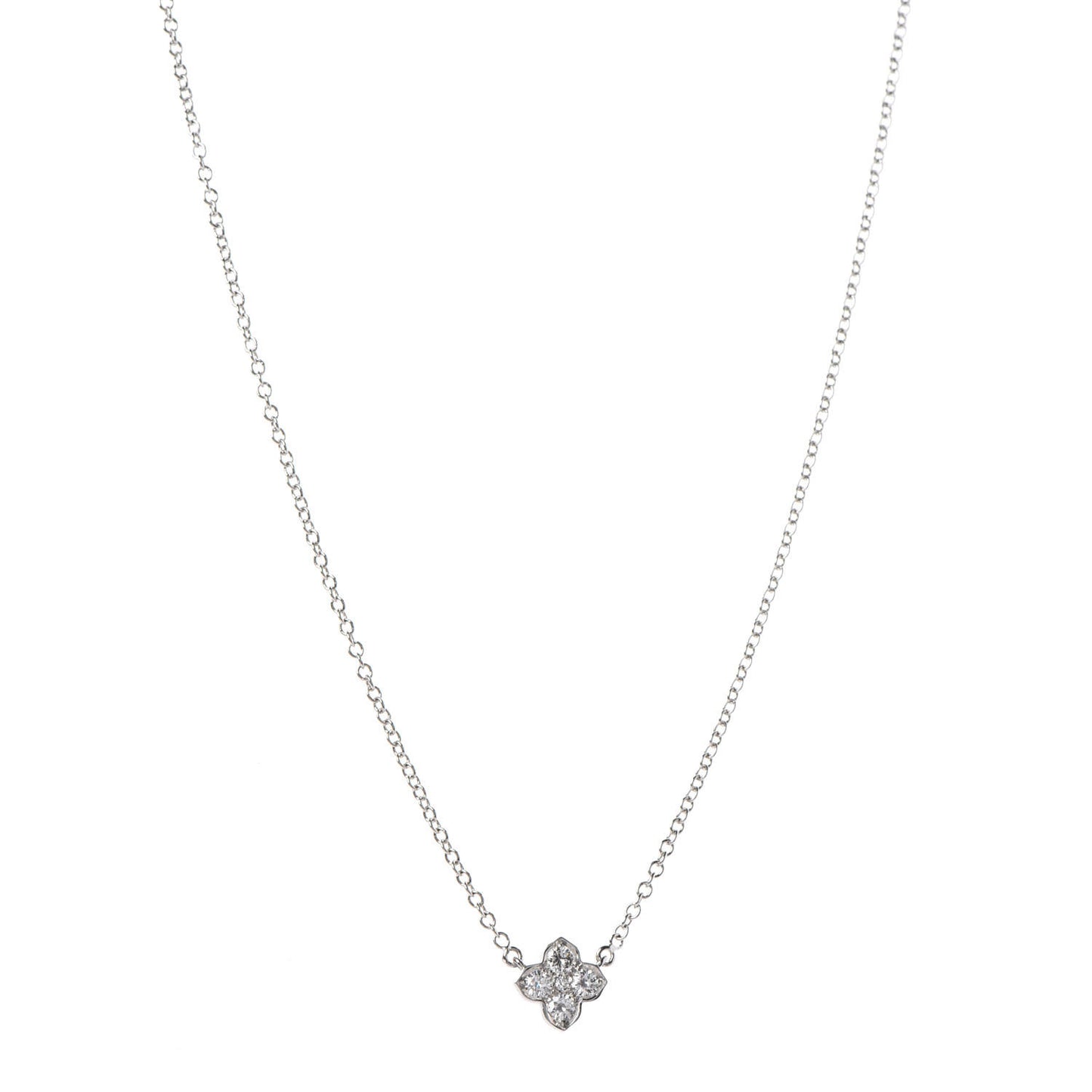 18K White Gold Diamond .41ctw Hindu Floral Pendant Necklace