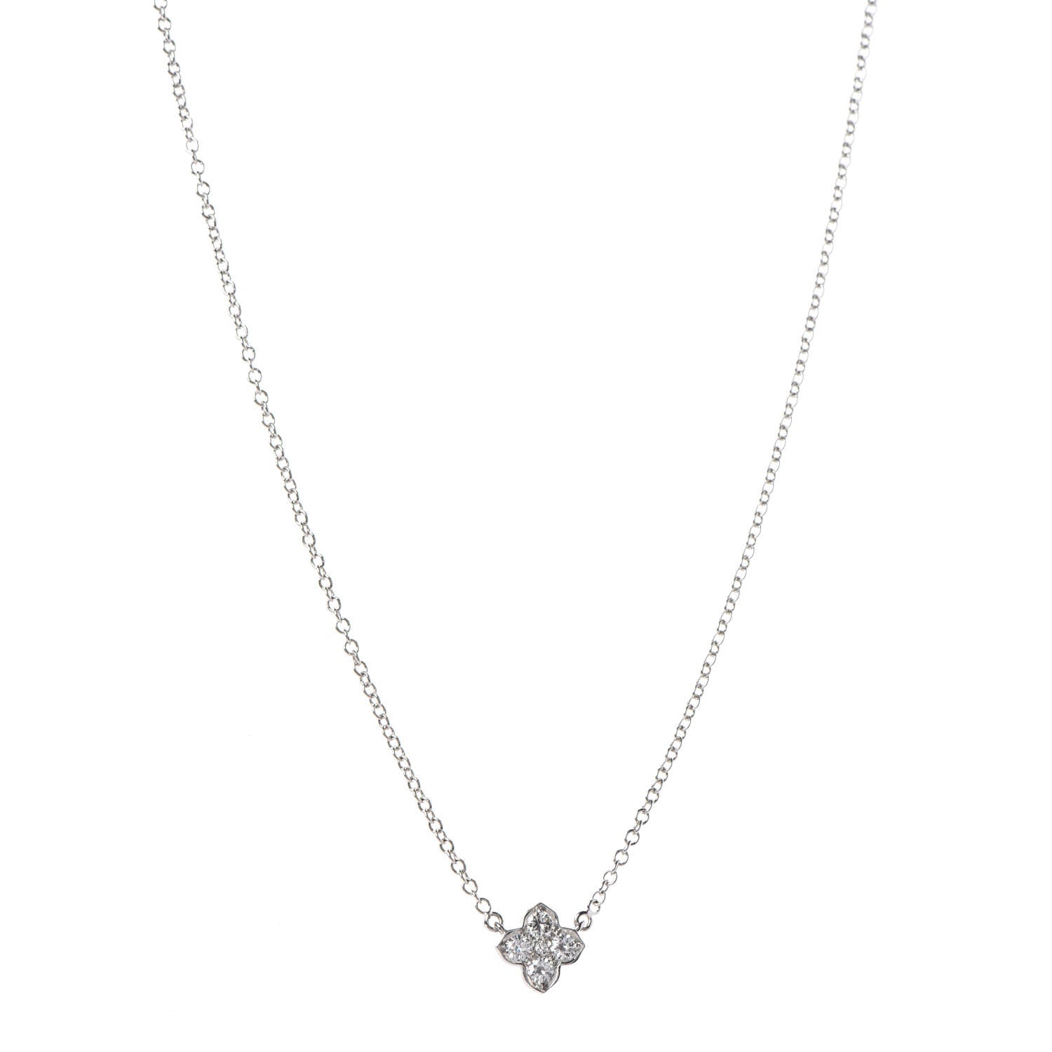 Cartier 18K White Gold Diamond .41ctw Hindu Floral Pendant Necklace 1 of 5