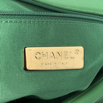 Chanel Lambskin Quilted Large Chanel 19 Flap Dark Green 6 of 10