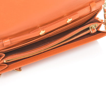 Prada Saffiano Metal Oro Chain Wallet Papaya 5 of 9
