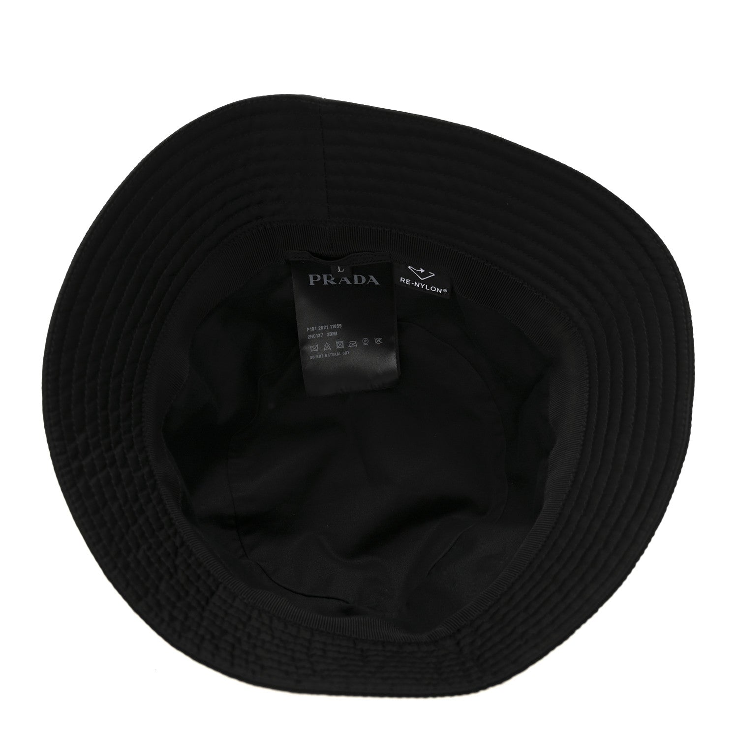 Prada Re-Nylon Metal Triangle Logo Womens Bucket Hat L Black 6 of 7