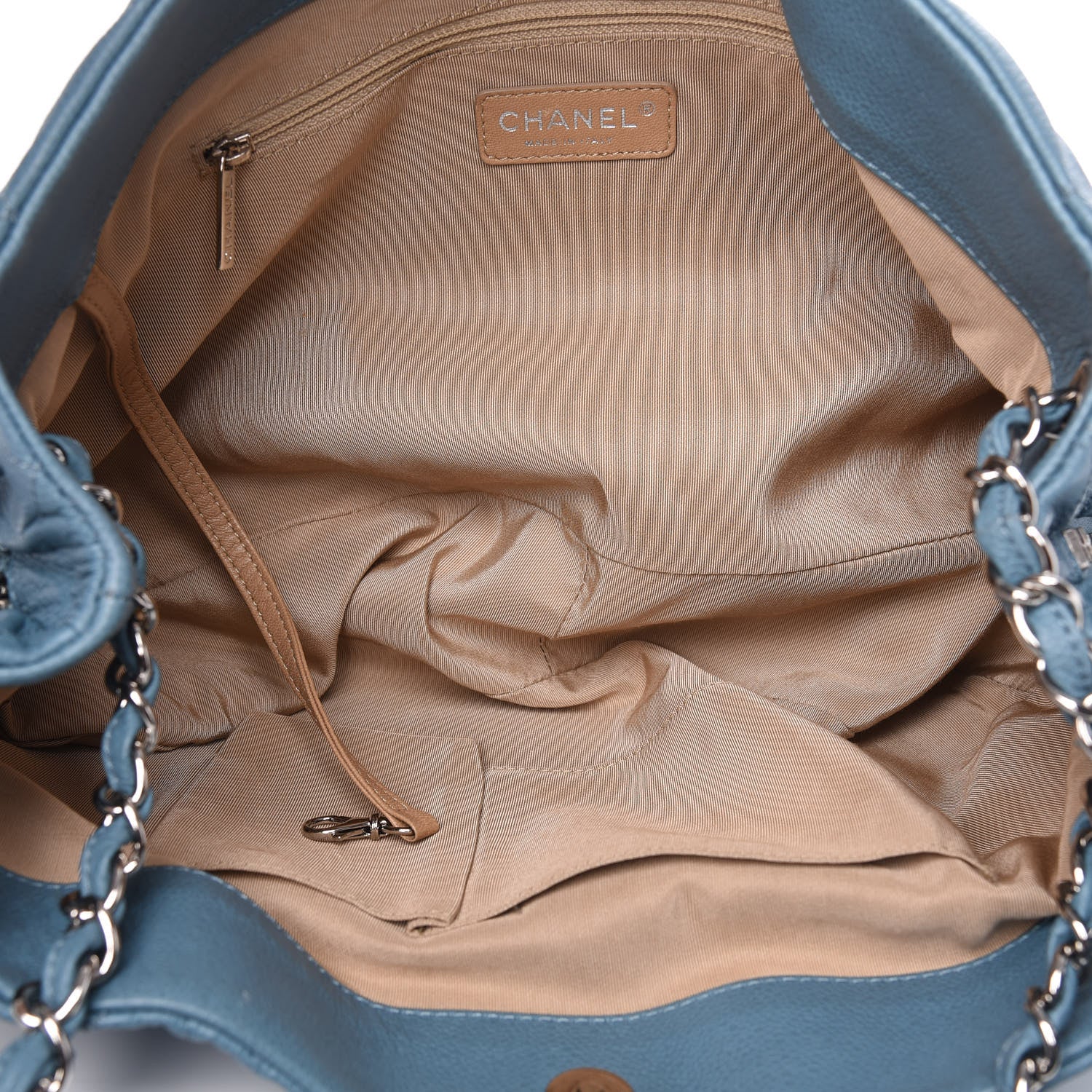 Chanel Caviar Quilted Expandable Zip Shoulder Bag Blue 6 of 12