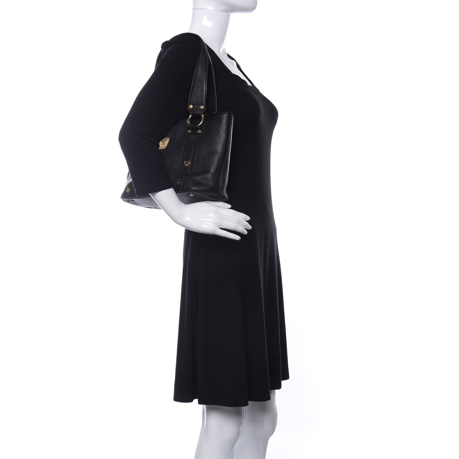 MCM Grained Calfskin Mini Tote Black 2 of 9