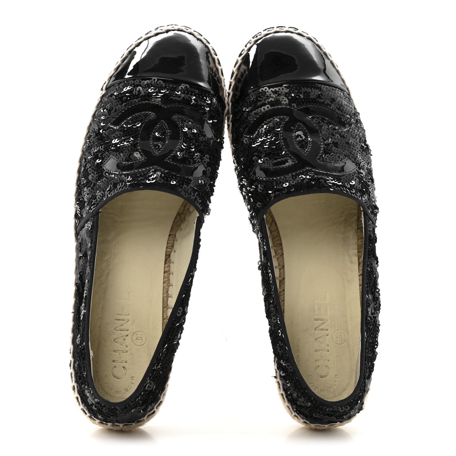 Chanel Patent Sequin CC Espadrilles 39 Black 2 of 10