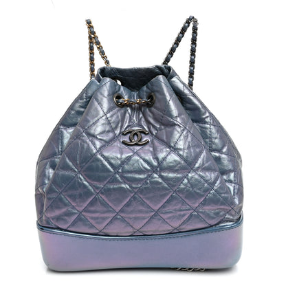 Chanel Iridescent Lambskin Calfskin Quilted Gabrielle Backpack Light Purple 2 of 19