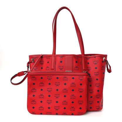 MCM Visetos Medium Liz Reversible Shopper Tote Ruby Red 3 of 19