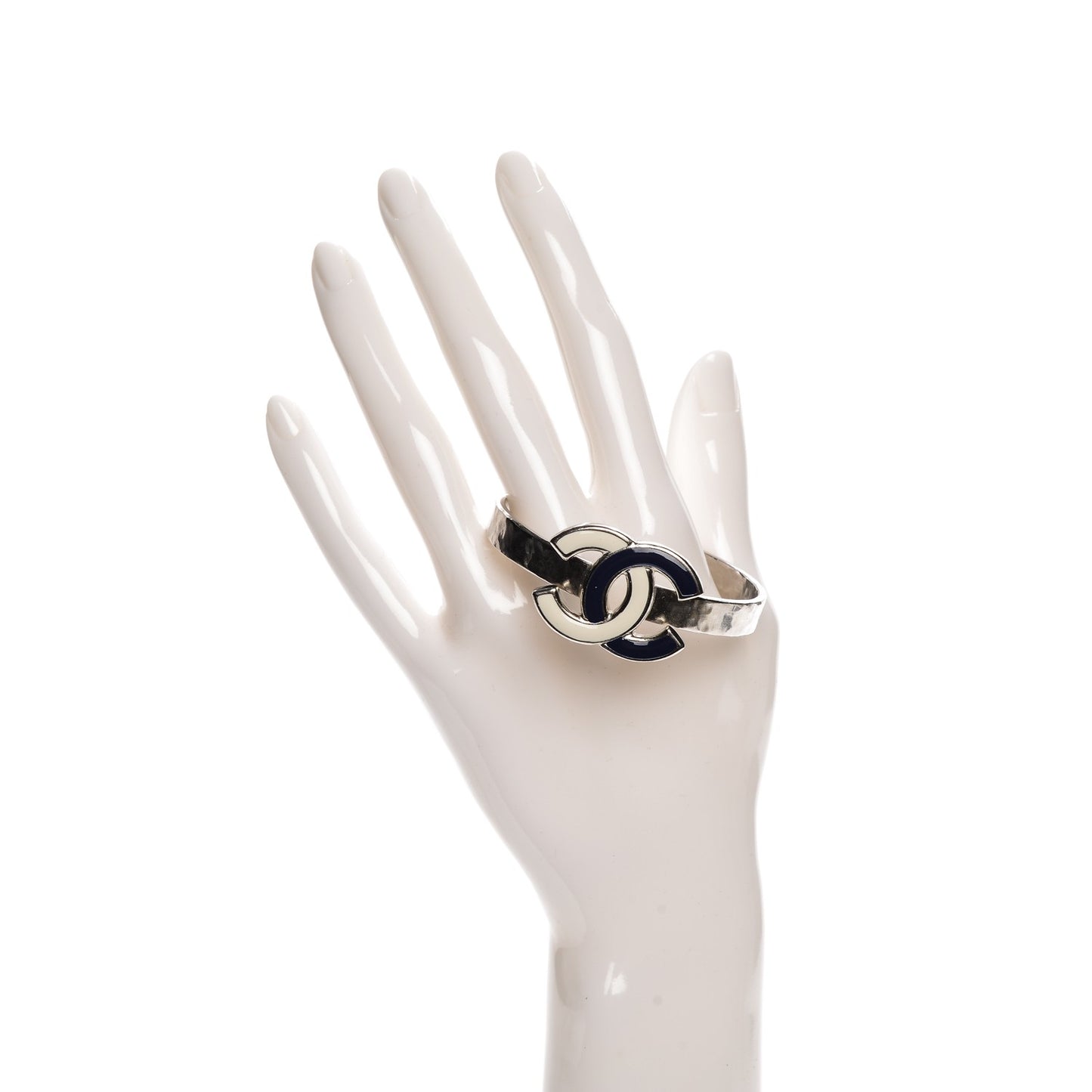 Enamel CC Bracelet Blue White