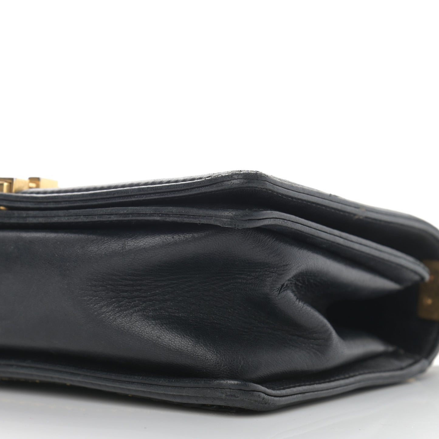 Lambskin Quilted Medium Chain Detail Boy Flap Black