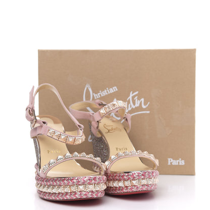 Christian Louboutin Suede Specchio Glitter Studded Pyradiams 110 Platform Sandals 39 Crepon 9 of 9