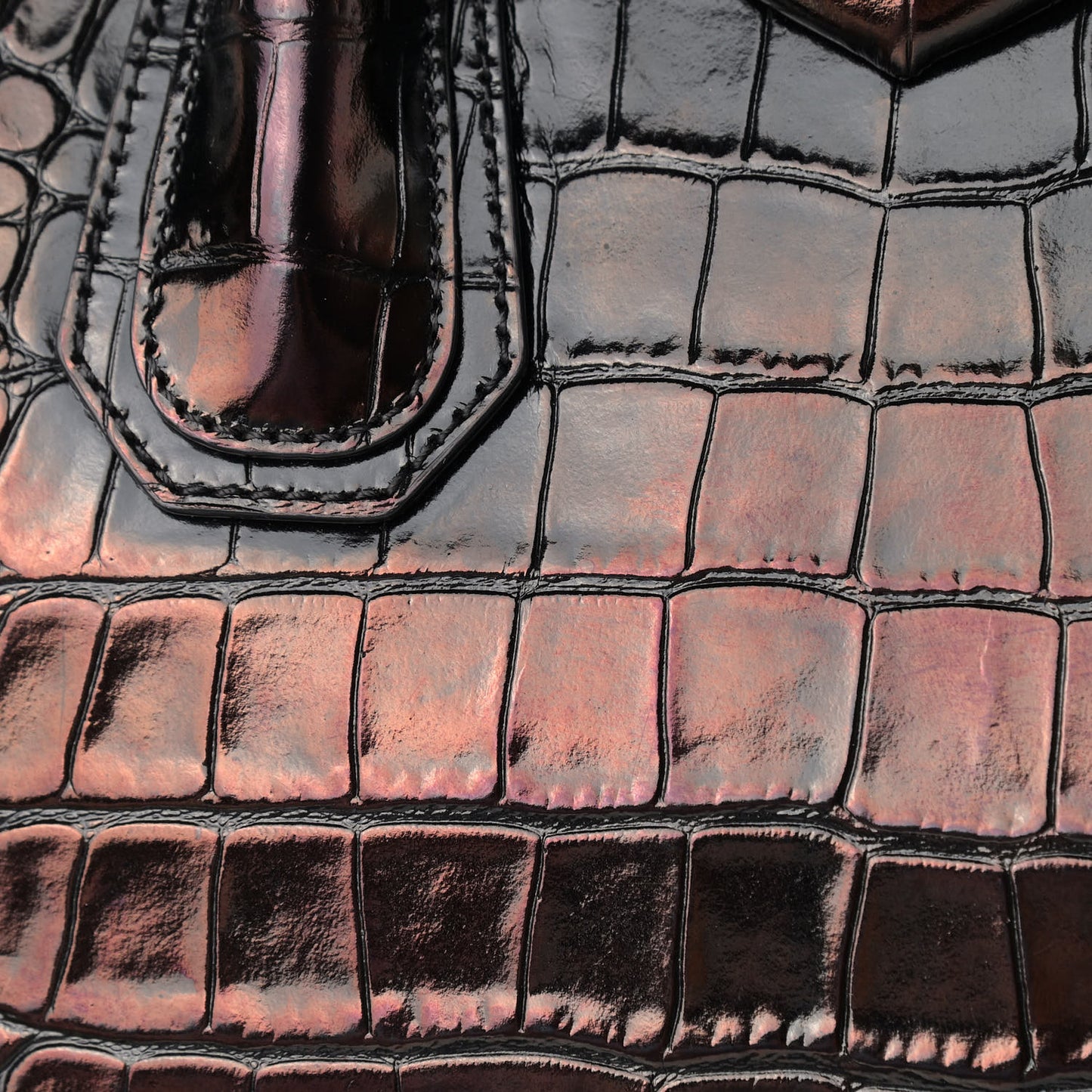 Calfskin Crocodile Embossed Small Antigona Brown