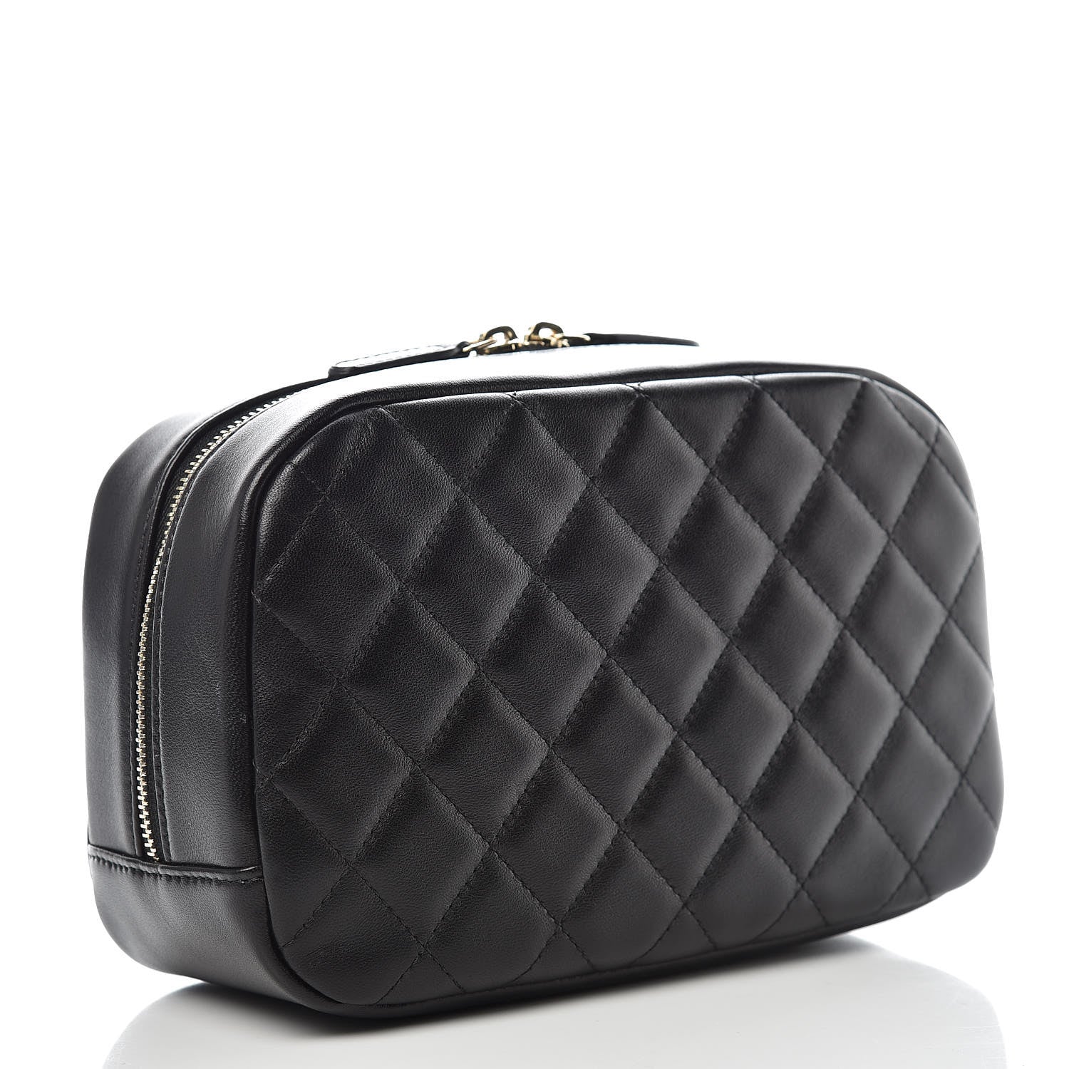 Chanel Lambskin Quilted Medium Curvy Pouch Cosmetic Case Black 3 of 11