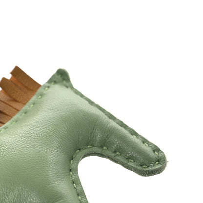 Hermes Milo Lambskin Grigri Rodeo Horse Bag Charm PM  Vert Criquet Sesame Bleu De Malte 4 of 5