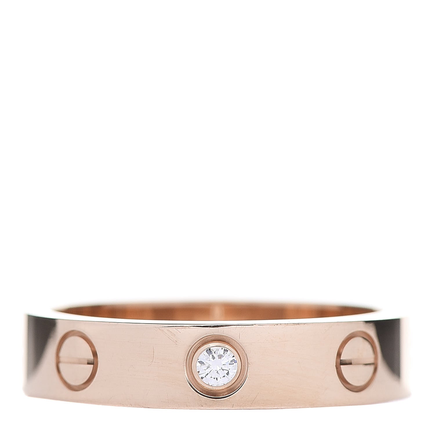 Cartier 18K Pink Gold Diamond 4mm LOVE Wedding Band Ring 50 5.25 1 of 5