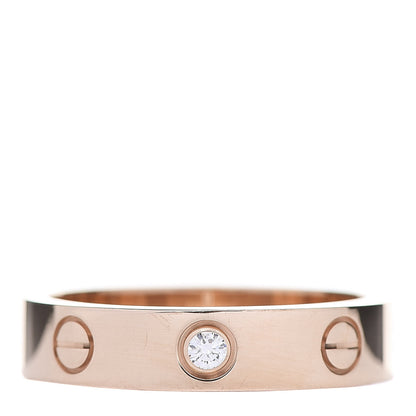 Cartier 18K Pink Gold Diamond 4mm LOVE Wedding Band Ring 50 5.25 1 of 5