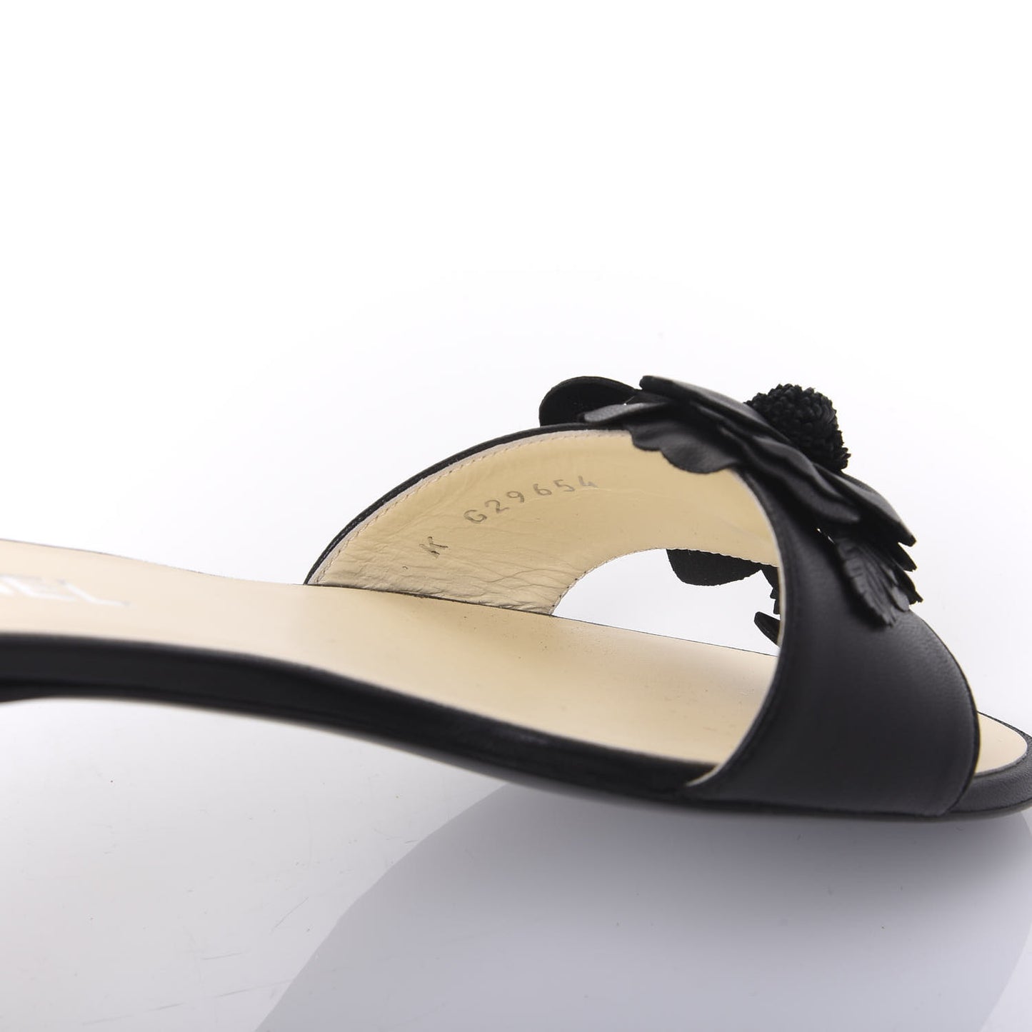 Lambskin Camellia Slides 37.5 Black