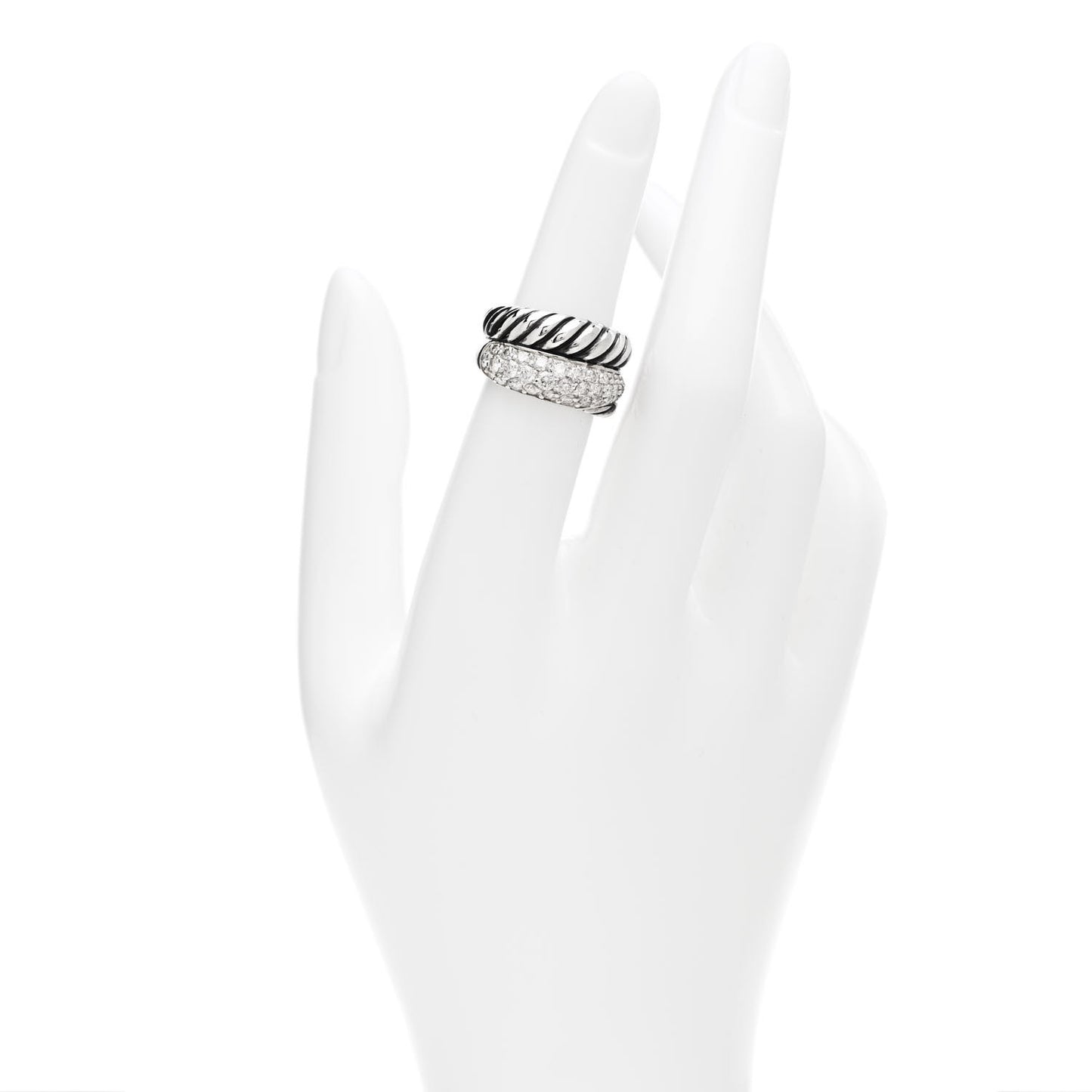 Sterling Silver Diamond Thoroughbred Cable Wrap Ring 50 5.25