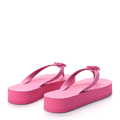 Gucci Rubber Chevron Womens GG Thong Sandals 38 Pink Tropical Flower 2 of 9