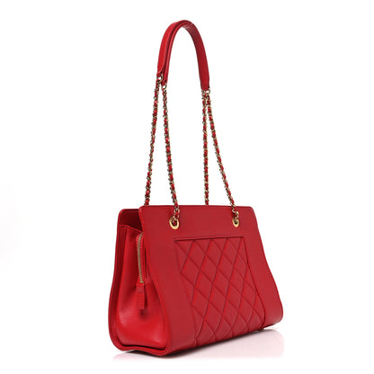 Chanel Sheepskin Quilted Small Mademoiselle Vintage Shopping Tote Red 3 of 10