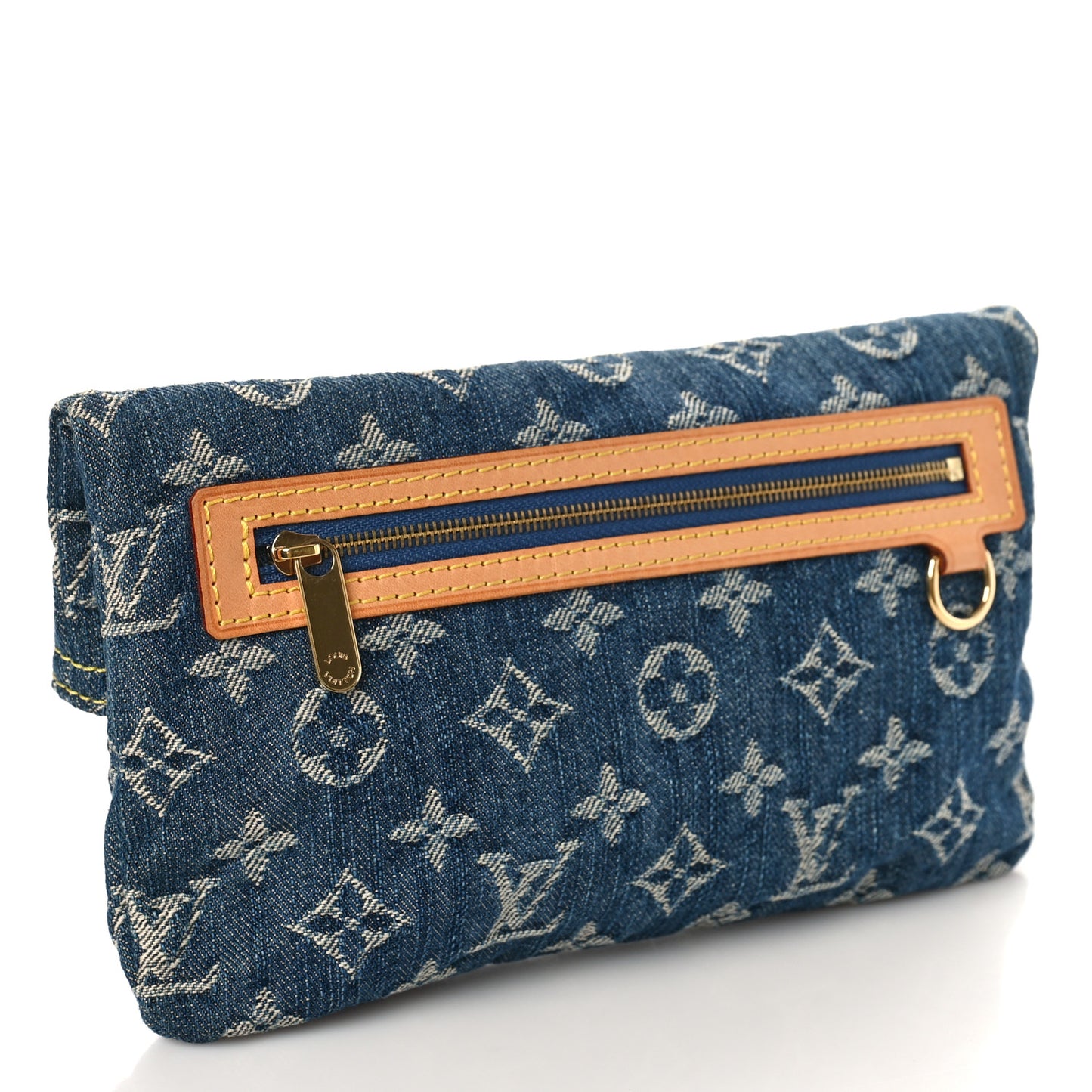 Monogram Denim Pochette Plat Clutch Blue