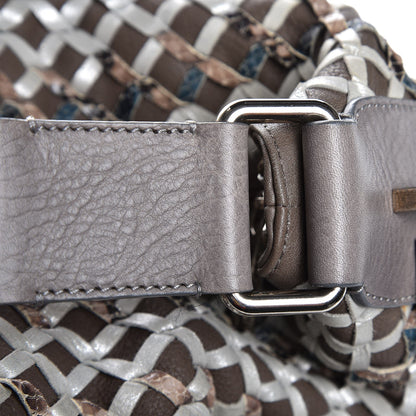 Marc Jacobs Calfskin Woven Large Boho Fringe Hobo Brown Grey 13 of 13