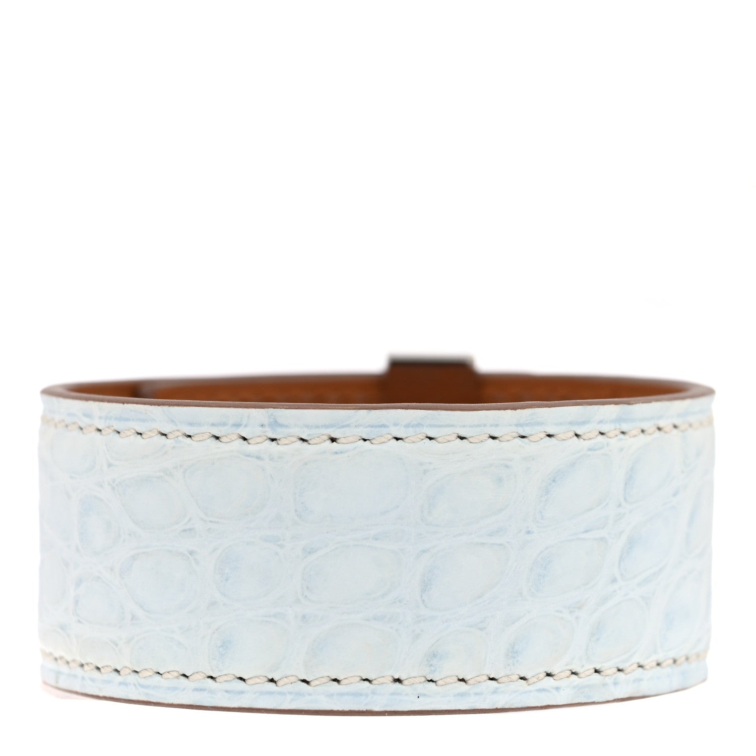 Hermes Matte Alligator Collier de Chien CDC 24 Bracelet T2 Bleu Brume 3 of 4