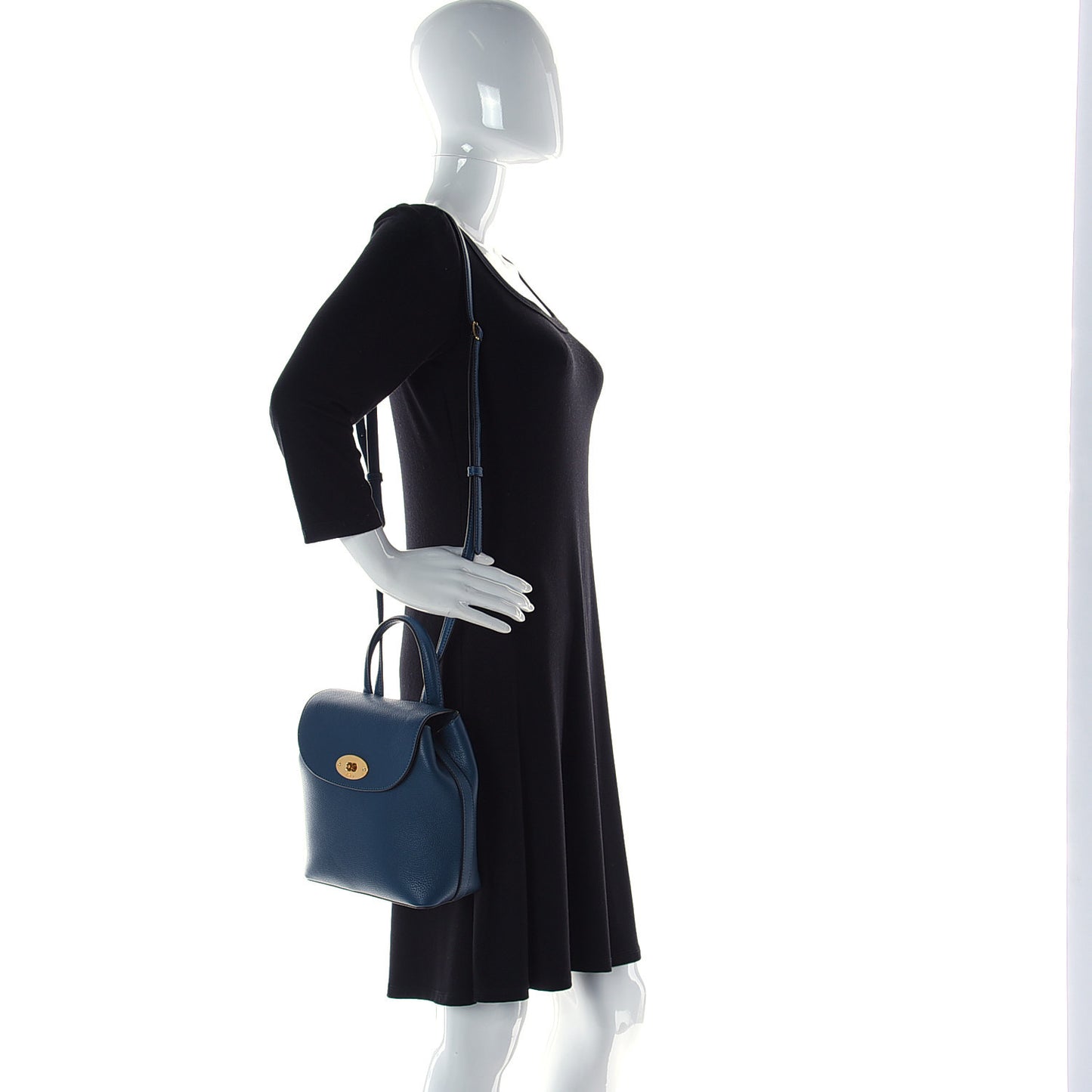 Classic Grain Calfskin Mini Bayswater Backpack Deep Sea