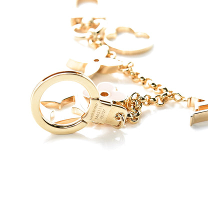 Louis Vuitton Brass Enamel Fleur De Monogram Bag Charm Chain Gold 3 of 4