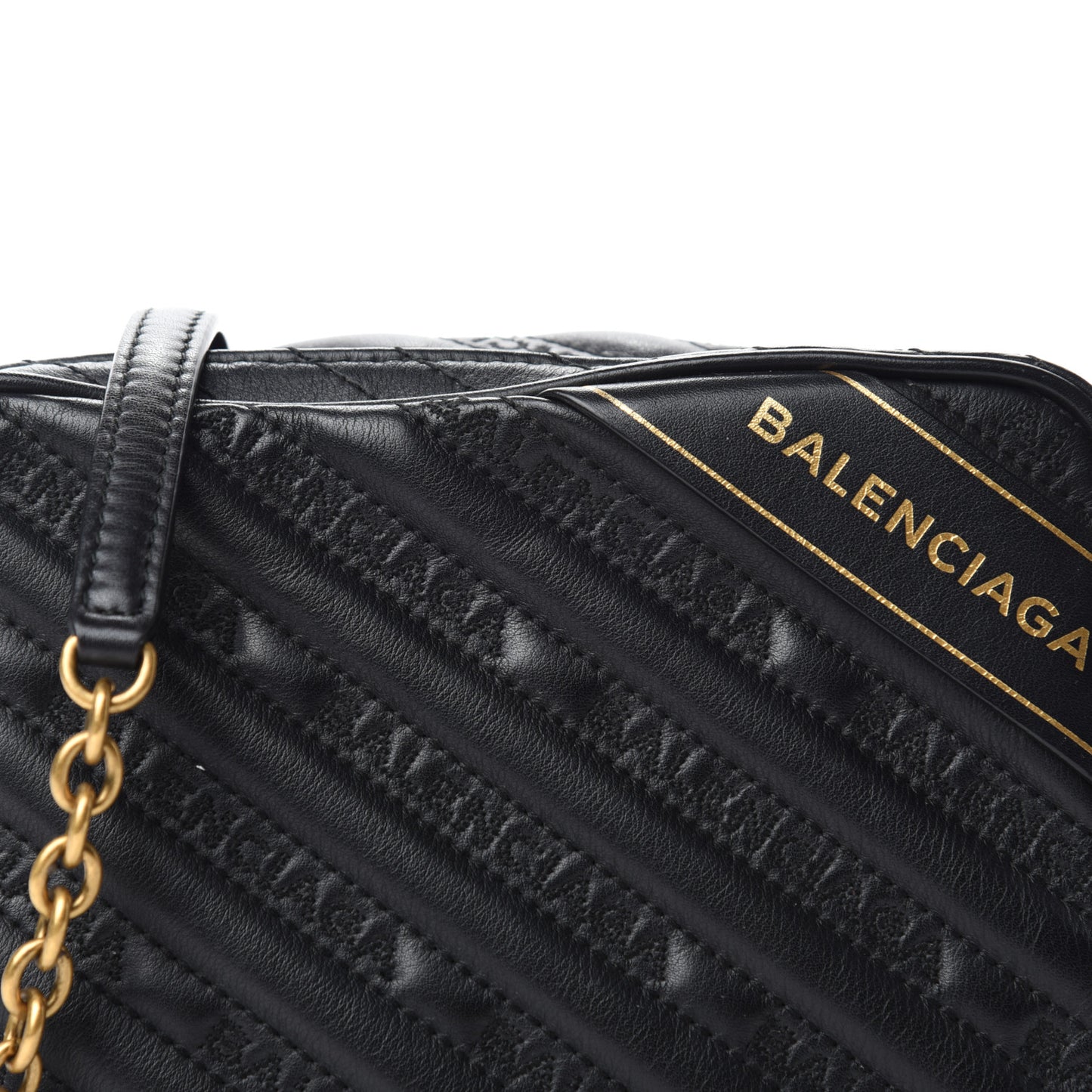Calfskin Logo Matelasse Chain Strap Blanket Reporter XS Black