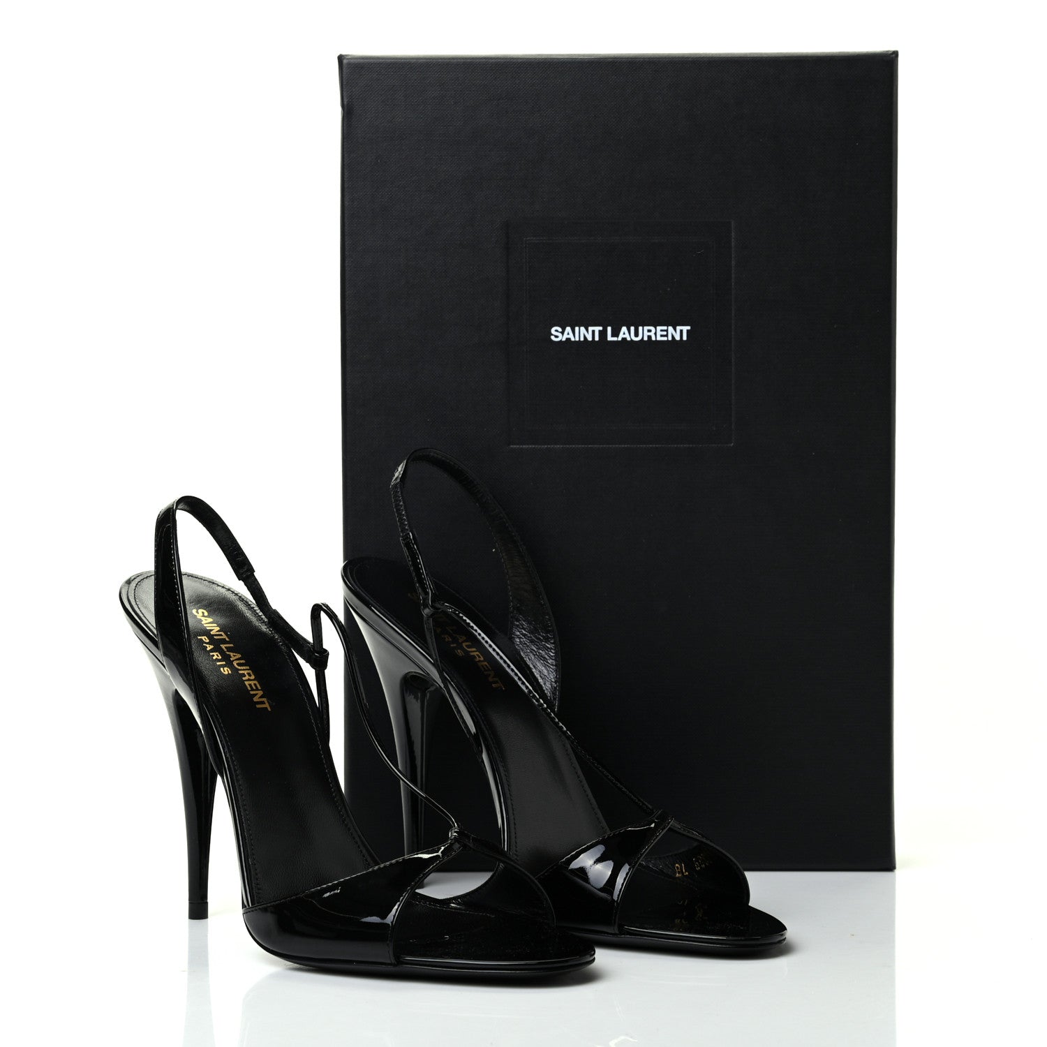 Saint Laurent Patent Calfskin Anouk 110 Sandals 39 Black 9 of 9