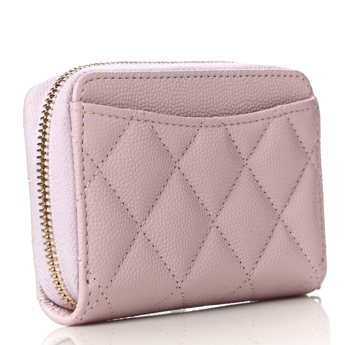 Caviar Quilted Zip Coin Purse Light Pink