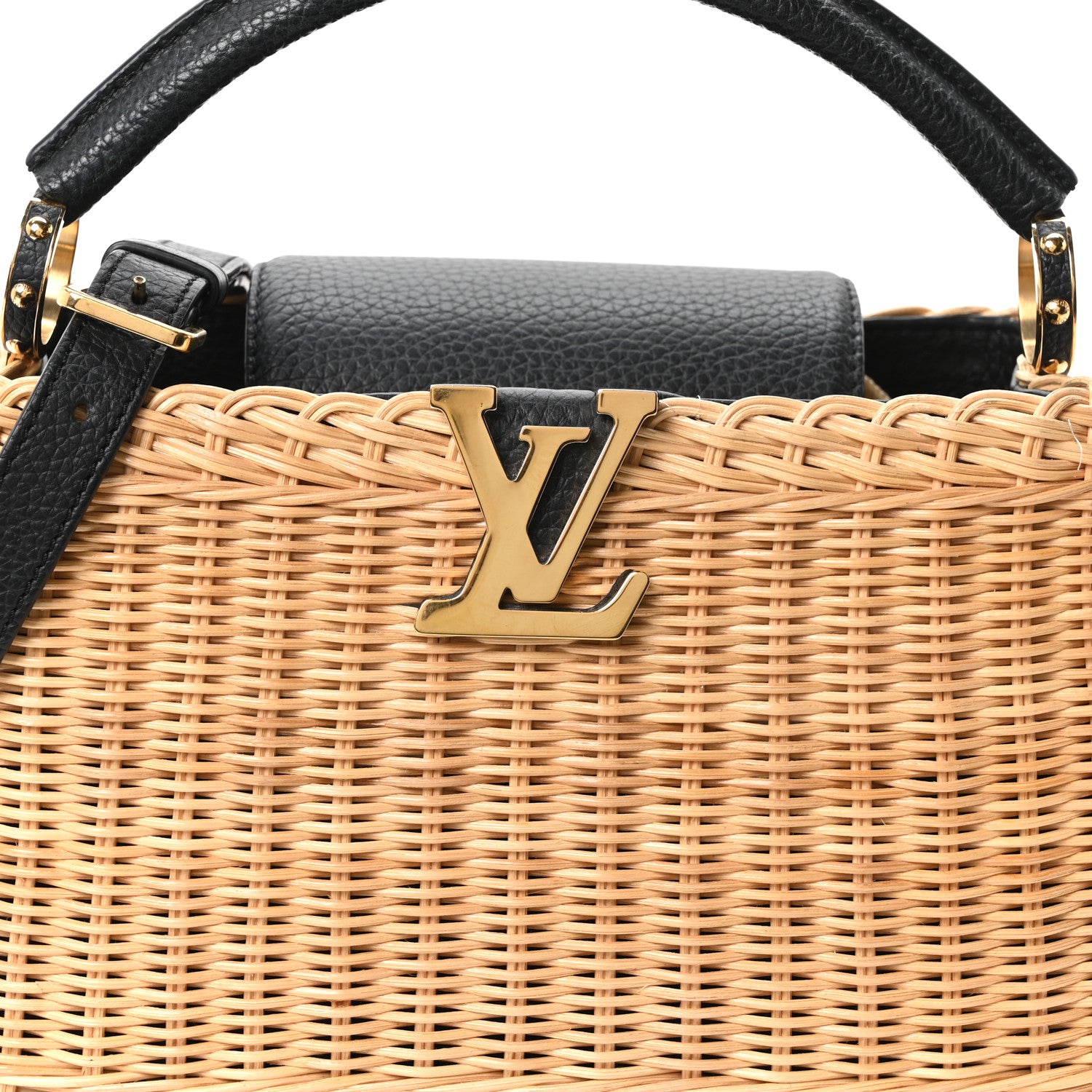 Louis Vuitton Rattan Calfskin Capucines BB Black 7 of 9