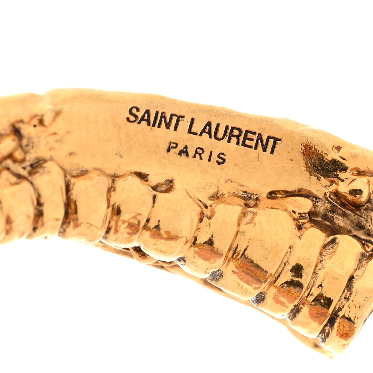 Saint Laurent Metal Asymmetrical Cobra Earrings Gold 5 of 5