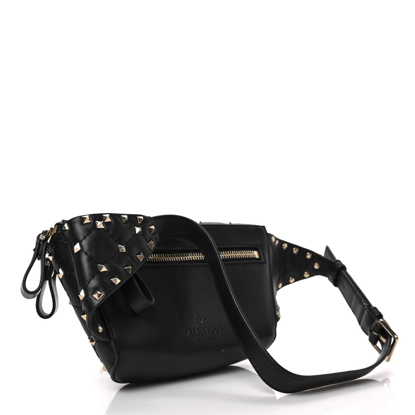 Nappa Rockstud Spike Belt Bag 85 Black