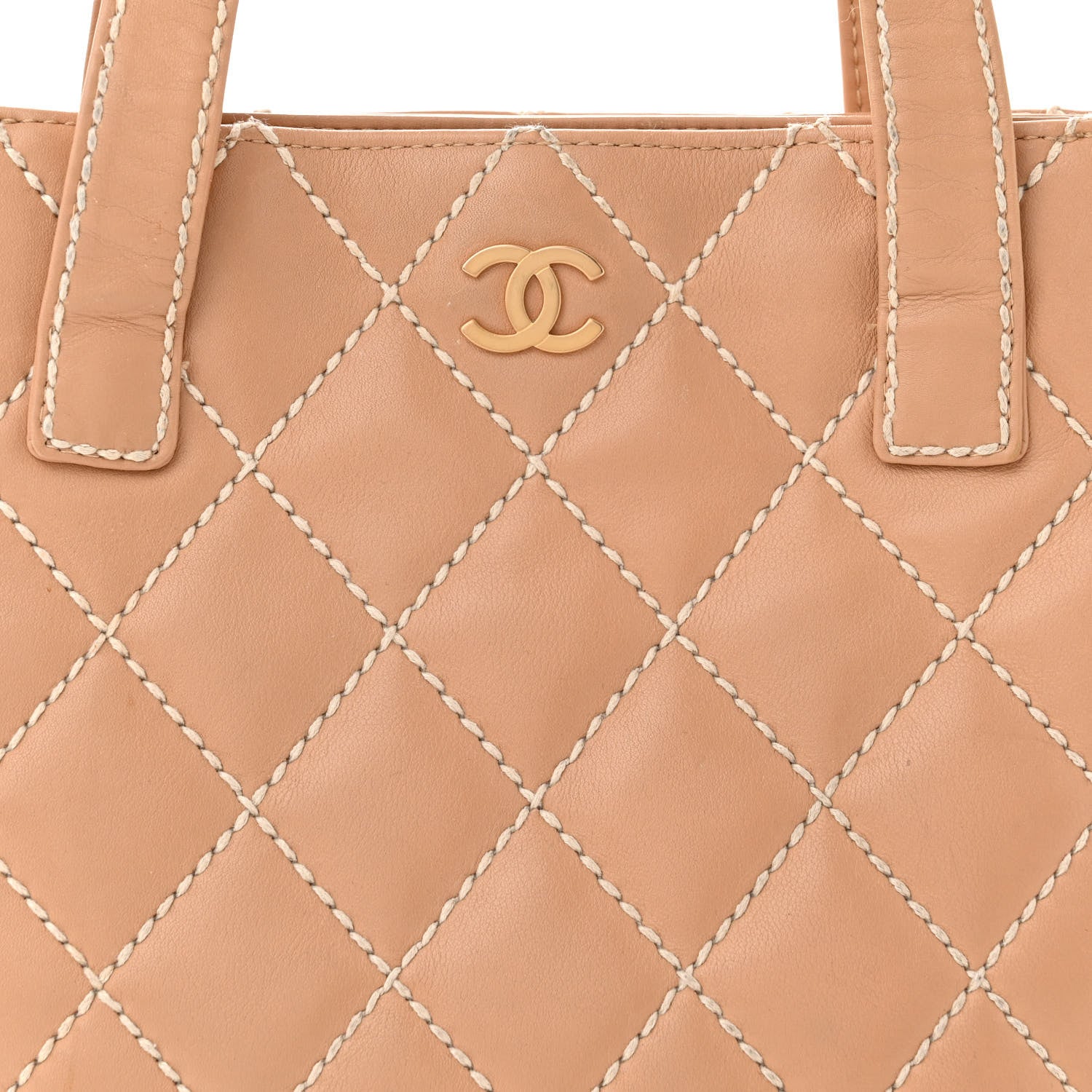 Chanel Calfskin Quilted Surpique Stitch Small Tote Beige 8 of 16