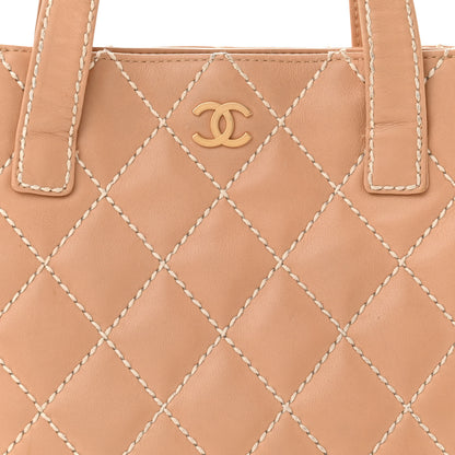 Chanel Calfskin Quilted Surpique Stitch Small Tote Beige 8 of 16