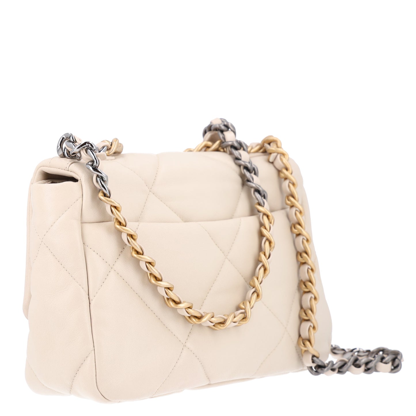Lambskin Quilted Medium Chanel 19 Flap Light Beige