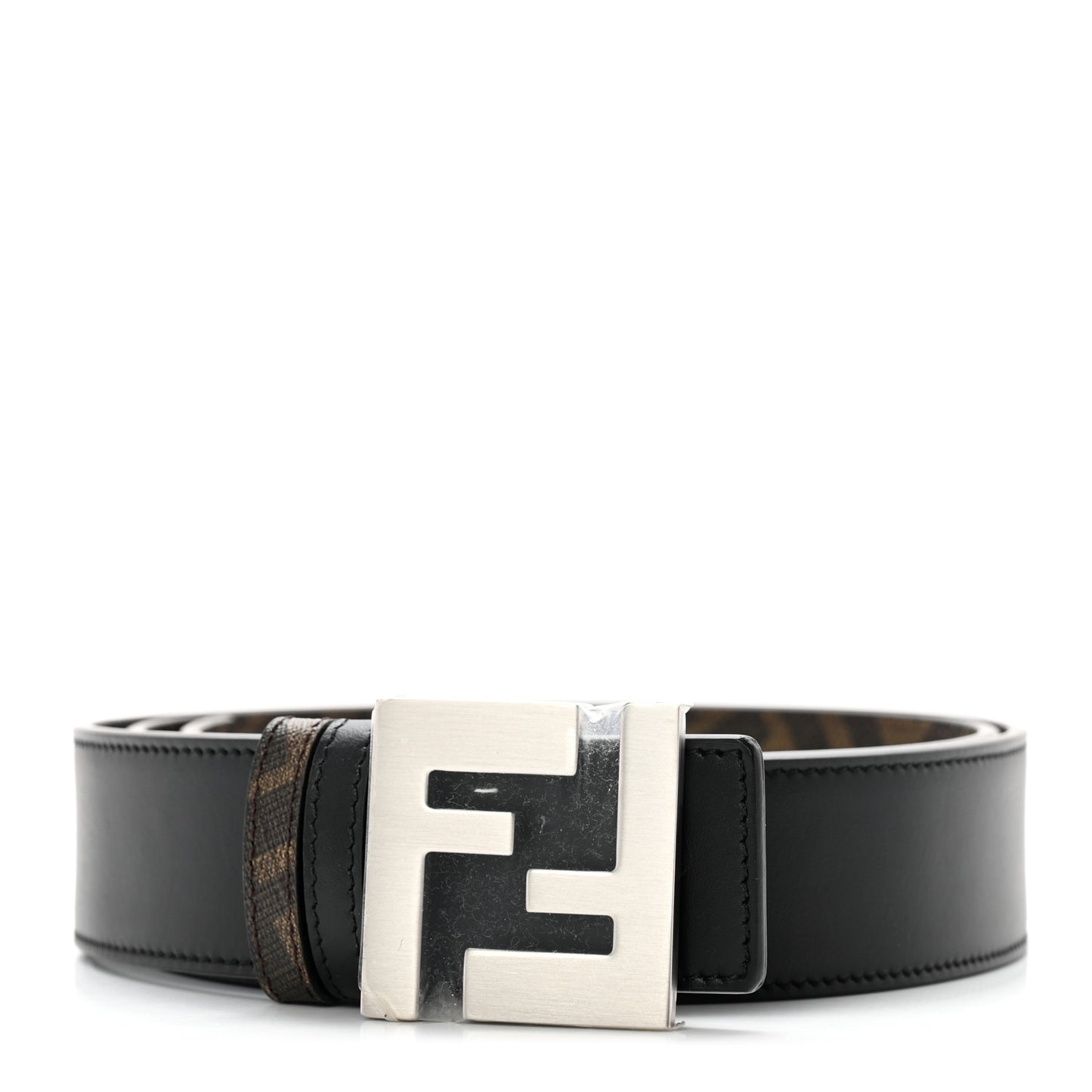 Cuoio Romano Glazed Fabric FF 1974 Reversible Belt 95 38 Black Tobacco