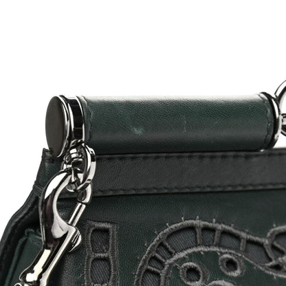 Dolce & Gabbana Lambskin Large Embroidered Laser Cut Miss Sicily Satchel Dark Green 11 of 13