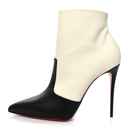 Christian Louboutin Canvas Calfskin So Summer 100 Ankle Booties 41.5 White Black 1 of 8