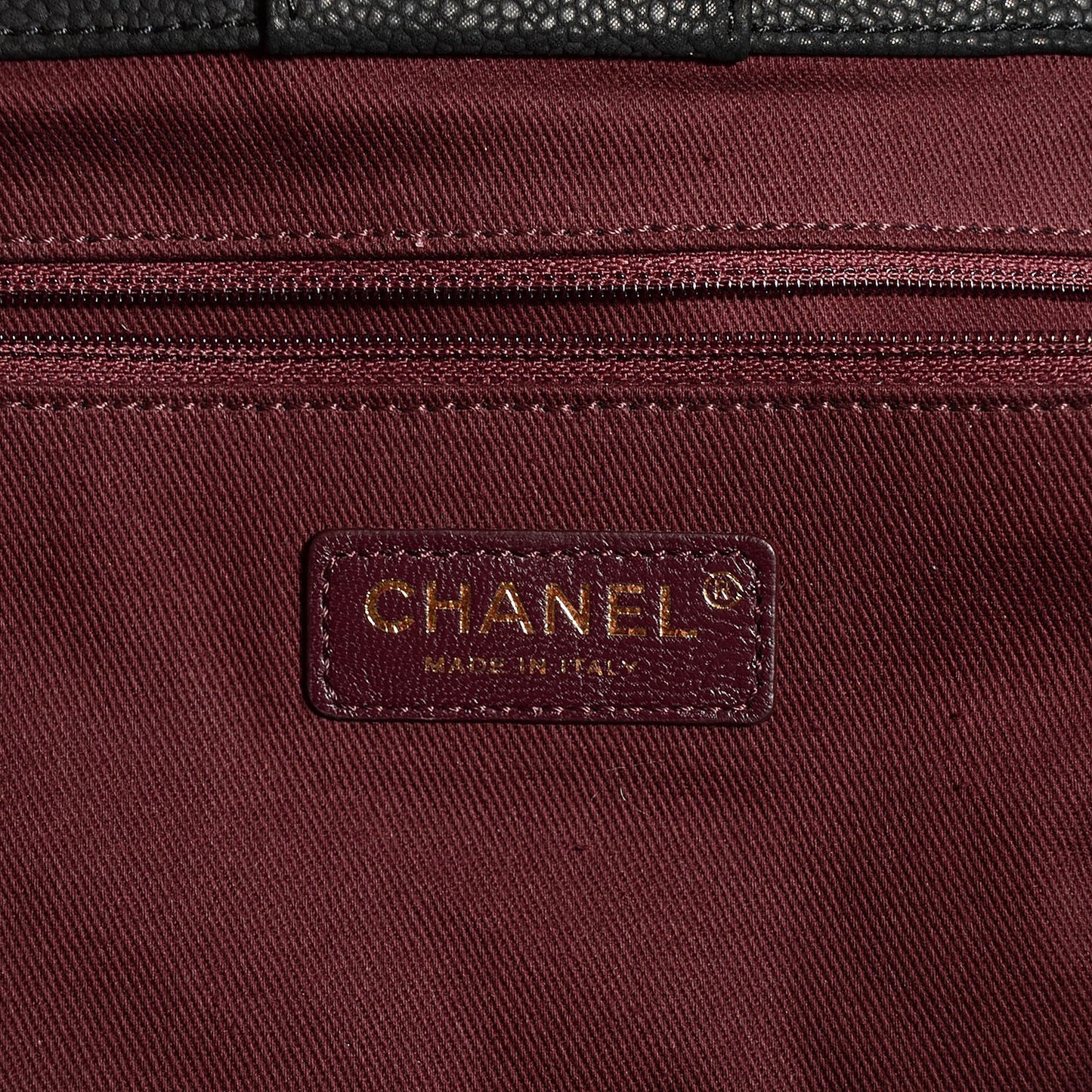 Iridescent Grained Calfskin Large Tote Black