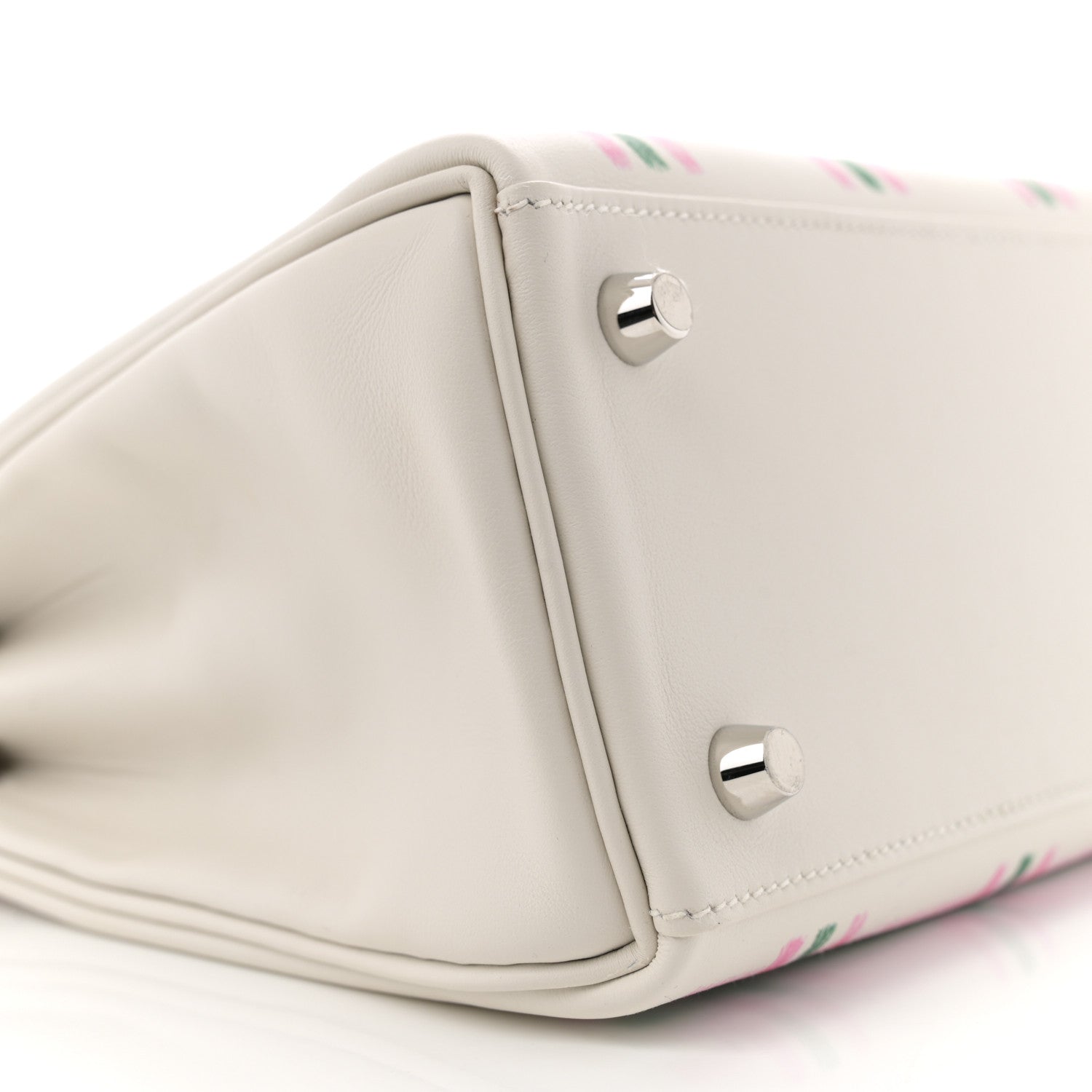 Hermes Swift Tartan Kelly Retourne 25 Gris Pale Rose Bubblegum Vert Moyen 9 of 11