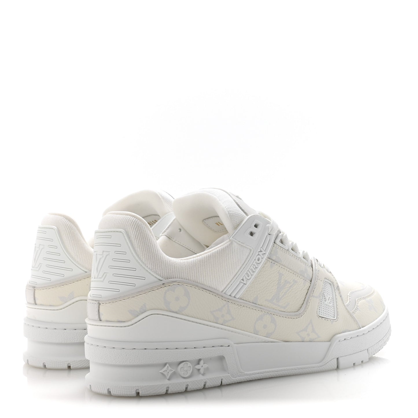 Calfskin Monogram Mens LV Trainer Sneakers 7 White